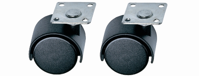 RUOTE PER MOBILIO GEMELLATE - NYLON NERO